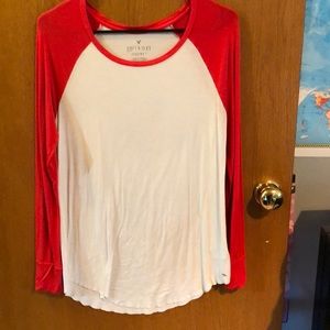 red and white baseball tee